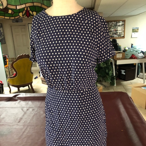 Fossil Navy Polka-dot Silk Dress - Picture 3 of 3